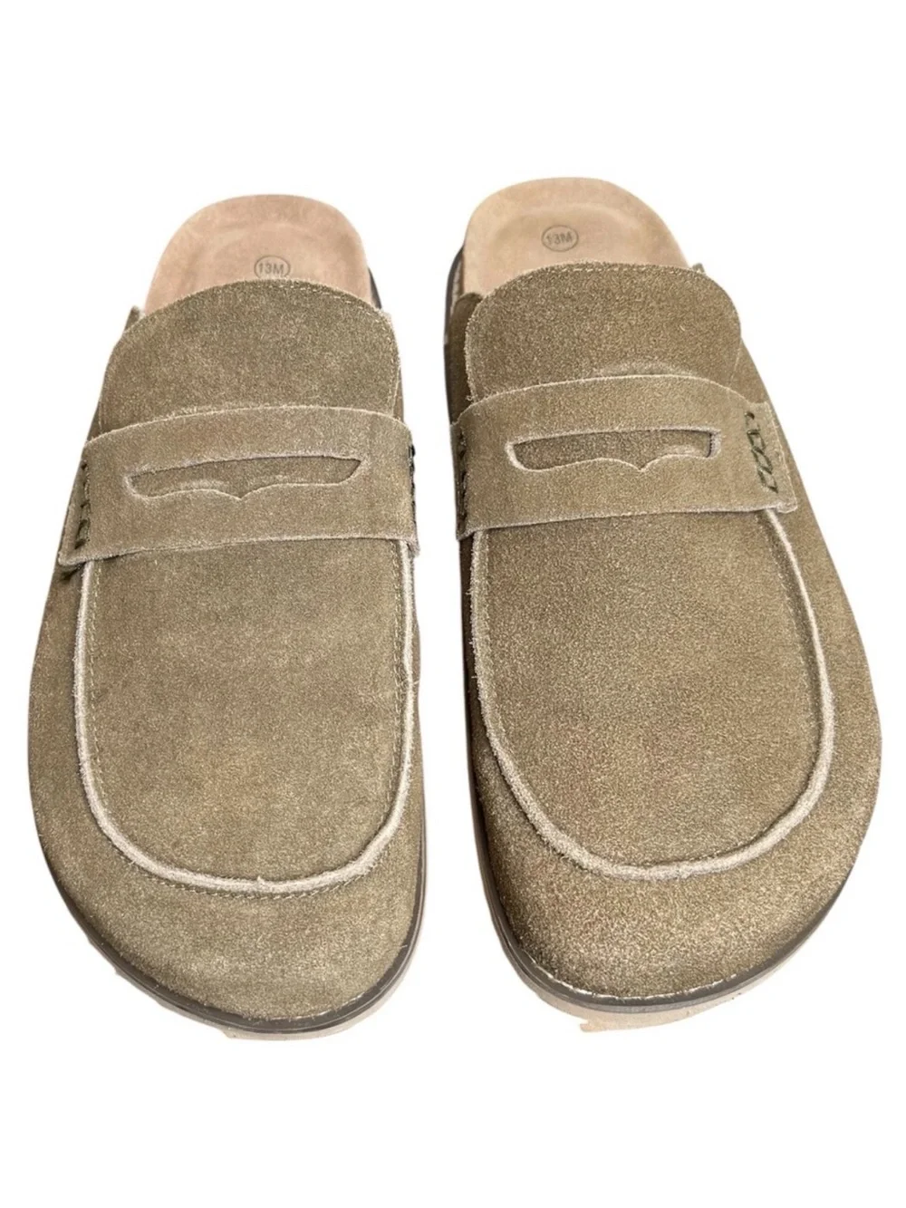 Cushionaire Wally Men's Taupe Suede Slip-On Cork Clog Mule Slide Shoes Size 13